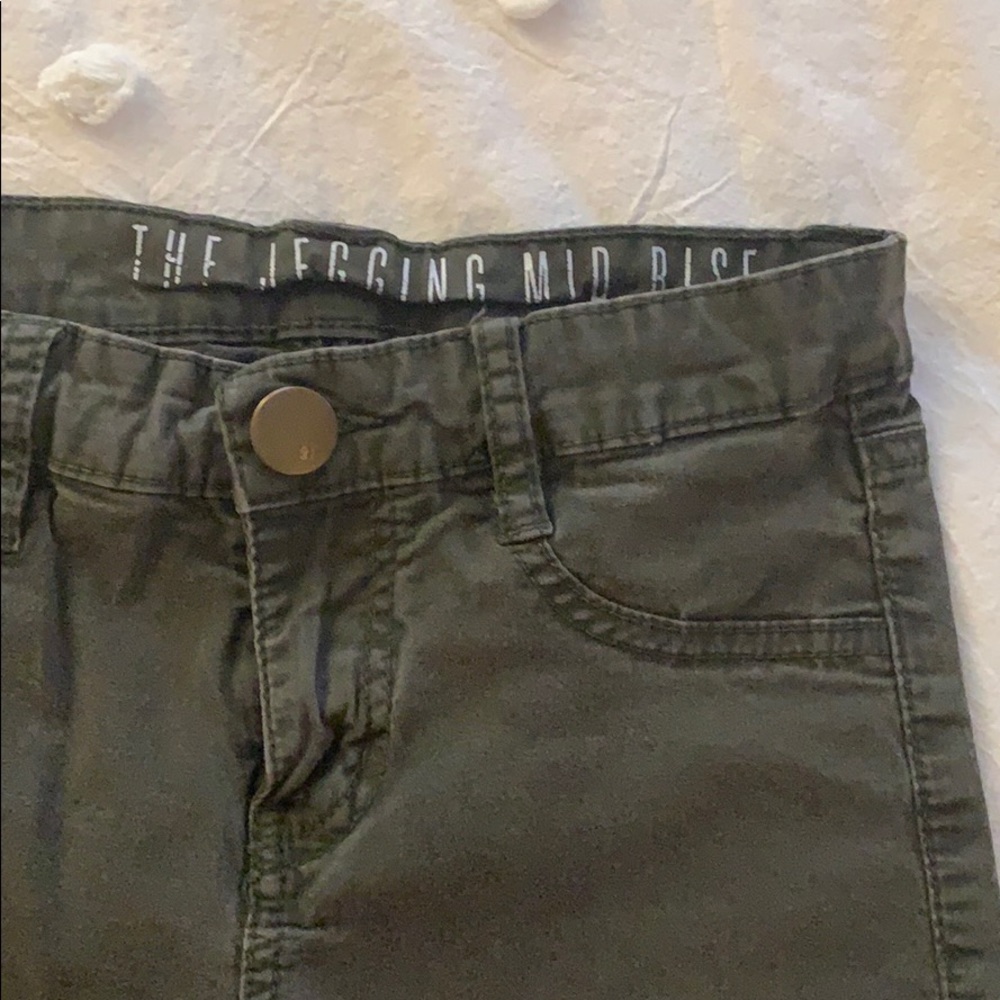 Military Green Mid Rise Jeggings